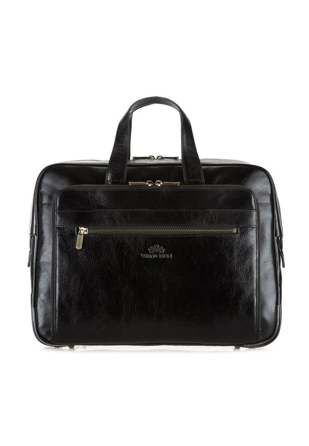 Wittchen - Męska torba na laptopa 15,6" skórzana vintage z licznymi kieszeniami czarna. Kolor: czarny. Materiał: skóra. Styl: vintage