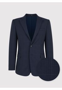 Pako Lorente - PAKO LORENTE – Granatowa wełniana marynarka garniturowa w kratę. Kolor: niebieski. Materiał: wełna. Styl: klasyczny #6