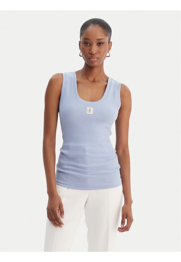 Fracomina Top FP26ST2001J40101 Błękitny Slim Fit. Kolor: niebieski. Materiał: bawełna