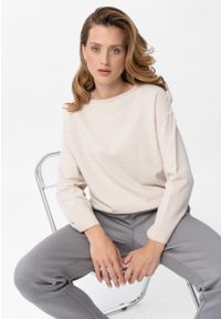 Volcano - Gładki, luźny sweter S-MARI. Okazja: na co dzień. Materiał: dzianina, poliamid, wiskoza, poliester, jeans, materiał, prążkowany. Wzór: gładki. Styl: klasyczny, casual, elegancki #1