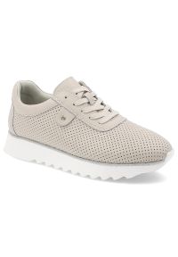 Beżowe Sneakersy S.Barski Płaskie Obuwie Damskie. Zapięcie: sznurówki. Kolor: beżowy. Materiał: skóra. Szerokość cholewki: normalna. Styl: klasyczny, sportowy, elegancki