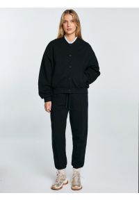 Big-Star - Bluza damska bomber czarna Pixelina 906. Okazja: na co dzień. Kolor: czarny. Materiał: skóra, dzianina. Styl: klasyczny, sportowy, casual, elegancki