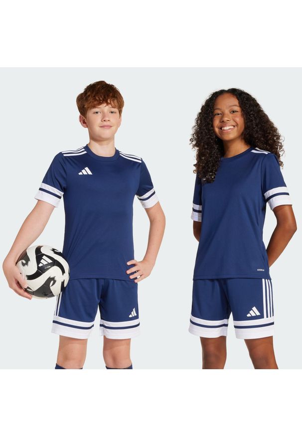Adidas - Koszulka Squadra 25 Kids. Kolor: wielokolorowy, niebieski, biały. Materiał: materiał. Sport: piłka nożna