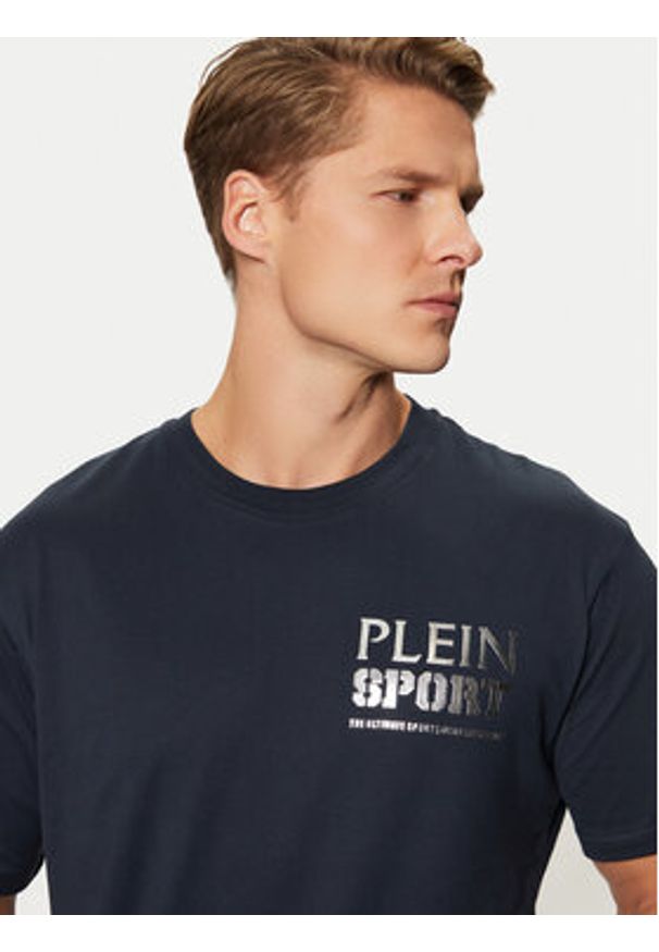 Plein Sport T-Shirt AADC MTK7913 STE003N Granatowy Regular Fit. Kolor: niebieski. Materiał: bawełna. Styl: sportowy