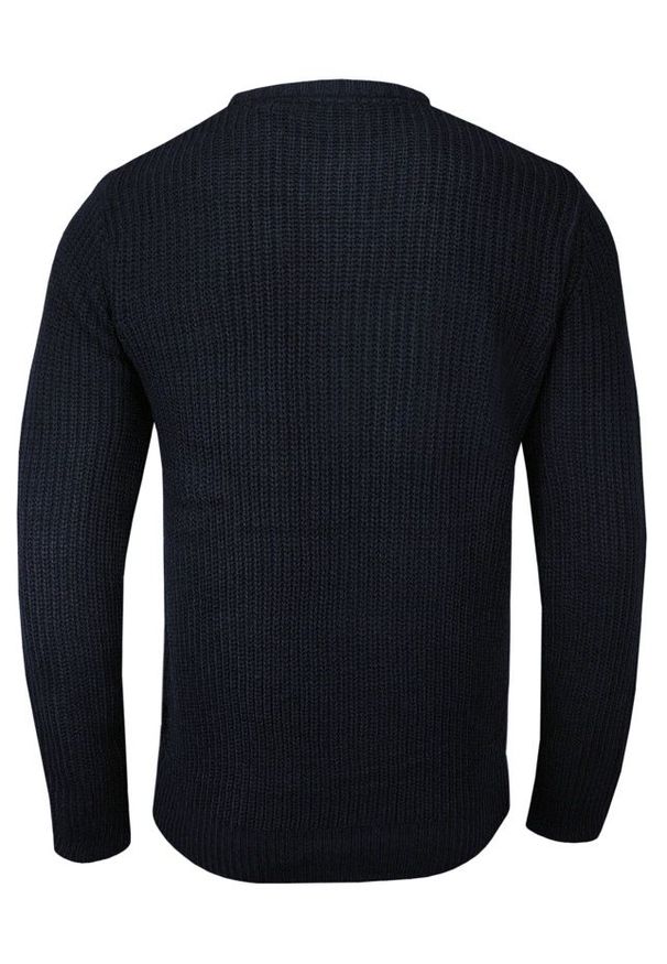 Brave Soul - Sweter Granatowy, Okrągły Dekolt, U-neck, Dziergany, Męski - BRAVE SOUL. Okazja: na co dzień, na spotkanie biznesowe, do pracy. Kolor: niebieski. Materiał: dziergany, akryl. Styl: biznesowy, elegancki, casual