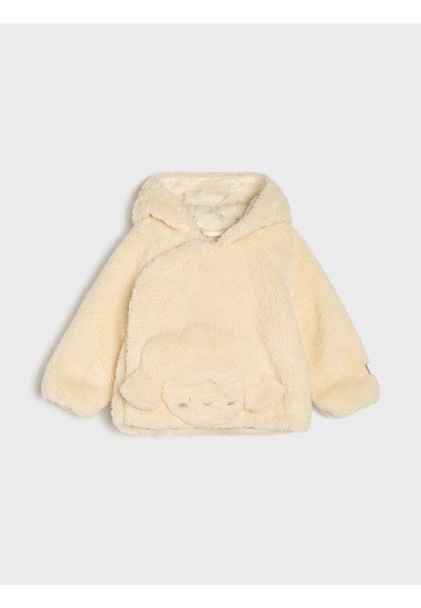 Sinsay - Ocieplana kurtka teddy z kaputrem - kremowy. Kolor: kremowy
