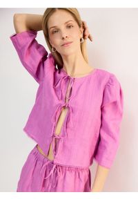 Reserved - Lniana bluzka - fioletowy. Kolor: fioletowy. Materiał: len #1