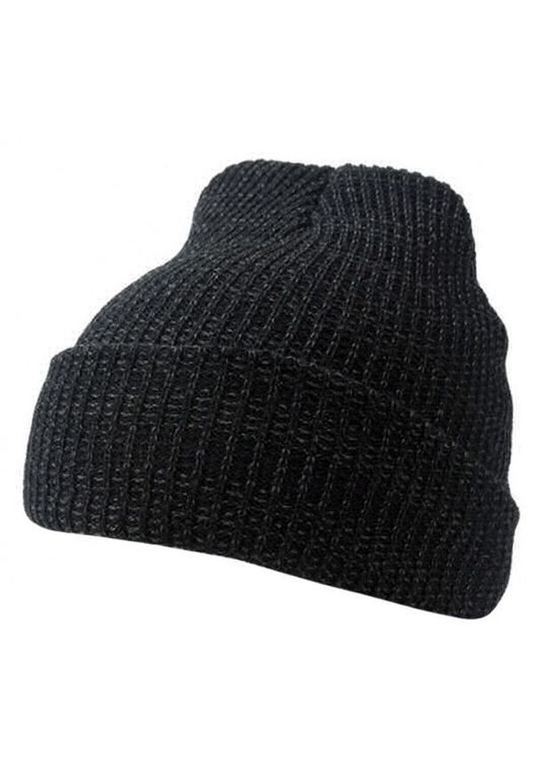 Pako Jeans - Czarna Melanżowa Męska Jesienno-Zimowa Czapka, Ciepła, Uniwersalny Rozmiar, Podwijane Beanie. Kolor: czarny. Materiał: akryl. Wzór: melanż. Sezon: zima, jesień