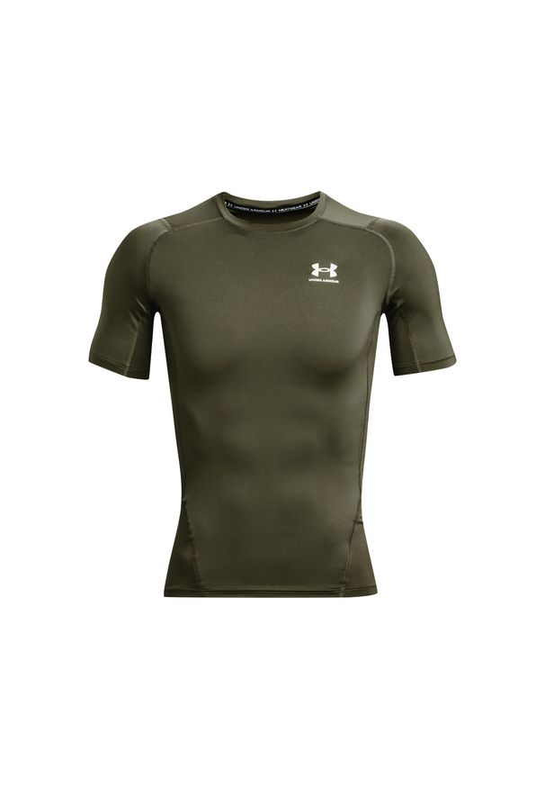 Koszulka treningowa męska Under Armour Ua Hg Armour Comp Ss. Kolor: zielony. Materiał: poliester. Długość rękawa: krótki rękaw. Długość: krótkie. Sport: bieganie