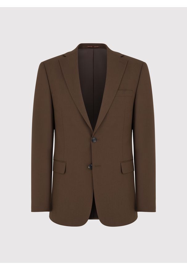 Pako Lorente - PAKO LORENTE – Brązowa marynarka garniturowa. Kolor: brązowy. Materiał: poliester, wiskoza, elastan. Wzór: gładki. Styl: młodzieżowy