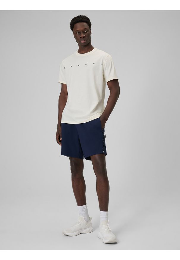 4f - 4F Spodenki dresowe męskie - granatowe L. Kolor: niebieski. Materiał: dresówka. Długość: do kostek. Sport: fitness