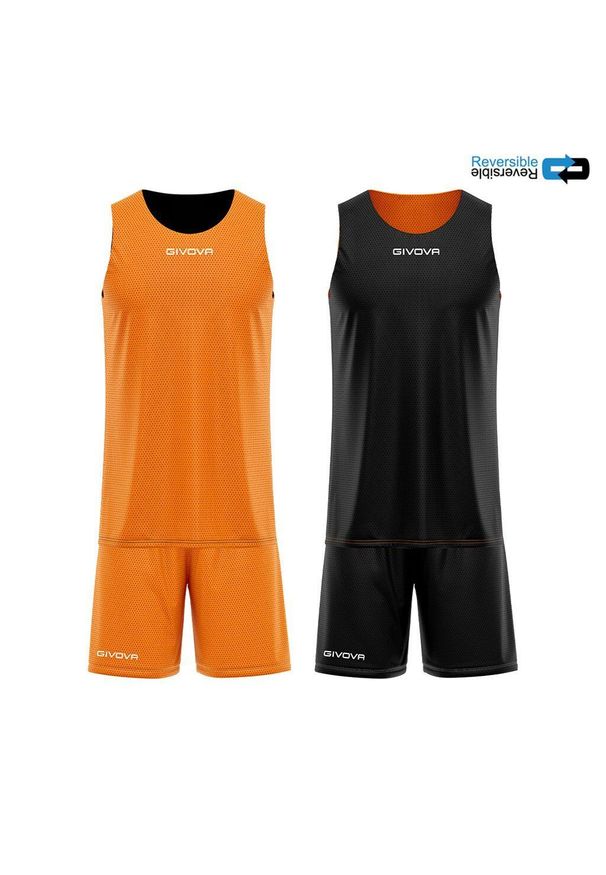 Givova - Warehouse 4 Podwójny zestaw z siatki — 3XS. Kolor: wielokolorowy, czarny, pomarańczowy. Materiał: mesh. Sport: koszykówka, fitness