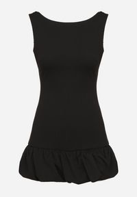 Born2be - Czarny Taliowany Kombinezon Ozdobiony Falbanką Semiriela. Okazja: na co dzień. Kolor: czarny. Wzór: aplikacja. Styl: klasyczny, casual #7