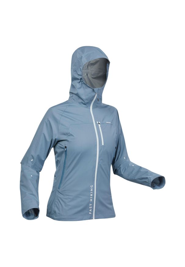 quechua - Kurtka turystyczna damska Quechua FH500 Rain wodoodporna. Kolor: wielokolorowy, niebieski, szary. Materiał: materiał, poliester. Sport: wspinaczka