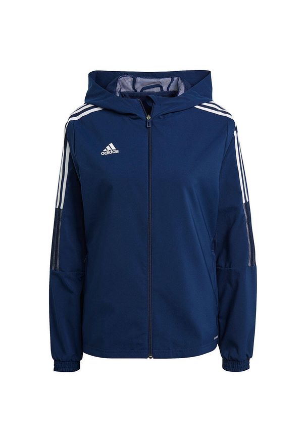 Adidas - Kurtka damska adidas Tiro 21 Windbreaker. Kolor: niebieski, wielokolorowy, biały