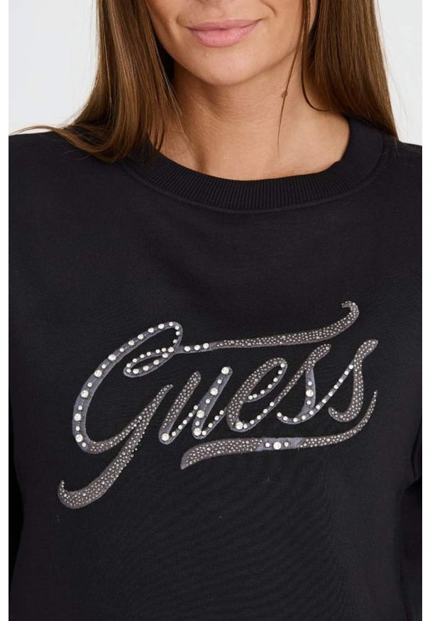 Guess - GUESS Czarna bluza z cyrkoniami. Kolor: czarny