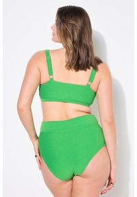 ULLA POPKEN - Damski Top bikini miękkie miseczki paski frotte ozdobne kółko. Kolekcja: plus size. Kolor: zielony. Materiał: elastan, poliester, materiał. Wzór: paski