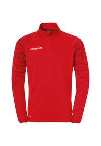 UHLSPORT - Dziecięcy dżersej z długim rękawem 1/4 zip Uhlsport Goal 25. Kolor: czarny, czerwony, biały, wielokolorowy. Materiał: jersey. Długość rękawa: długi rękaw. Długość: długie