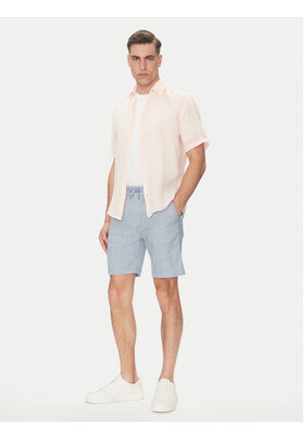 BOSS Koszula 50537382 Różowy Regular Fit. Kolor: różowy. Materiał: len