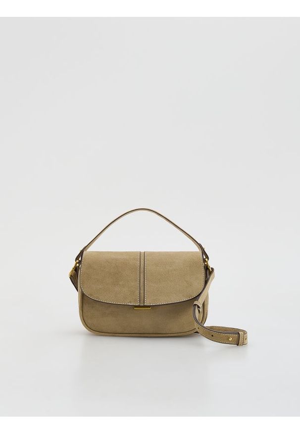 Reserved - Torebka z imitacji zamszu - beżowy. Kolor: beżowy. Materiał: zamszowe. Styl: klasyczny