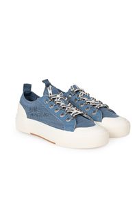 Love Moschino Trampki | JA15022G1LIYI | Kobieta | Niebieski. Okazja: na co dzień, na spacer. Kolor: niebieski. Materiał: tkanina, skóra. Sezon: lato. Styl: casual