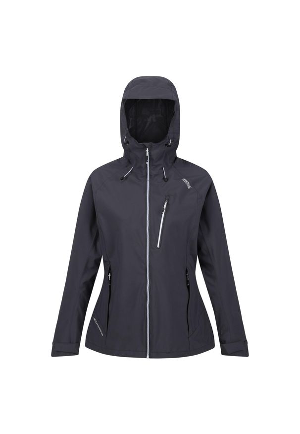 Regatta - Kurtka Przeciwdeszczowa Damska Birchdale, z kapturem, wodoodporna. Typ kołnierza: kaptur. Kolor: szary, biały, wielokolorowy. Sport: turystyka piesza