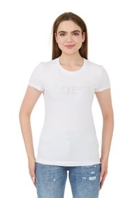 Guess - GUESS Biały damski t-shirt Sangallo Tee, Rozmiar M. Kolor: biały #6