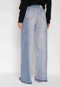 Born2be - Niebieskie Dwukolorowe Jeansy o Szerokim Kroju z Wysokim Stanem Seronore. Okazja: na co dzień, na spotkanie biznesowe, do pracy. Stan: podwyższony. Kolor: niebieski. Styl: casual, biznesowy, elegancki, klasyczny #5