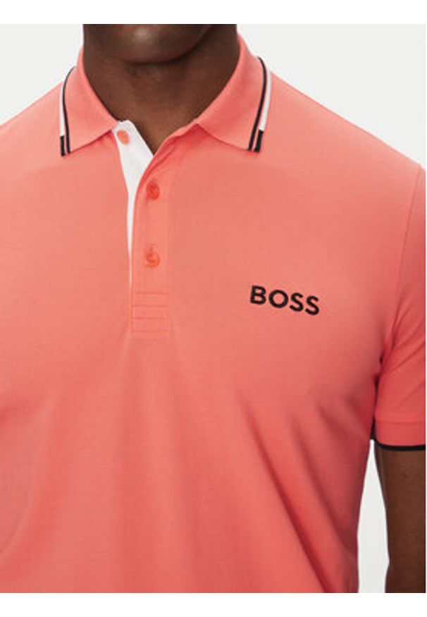 BOSS Polo Paddy Pro 50469102 Pomarańczowy Regular Fit. Typ kołnierza: polo. Kolor: pomarańczowy. Materiał: syntetyk, bawełna