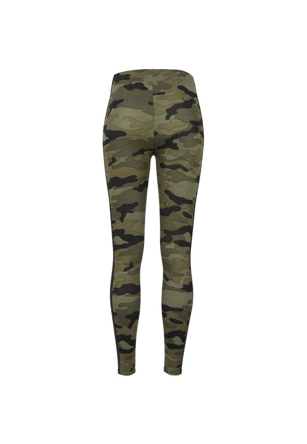 Urban Classics - Damskie Legginsy W Prążki Camo. Kolor: brązowy, zielony, wielokolorowy. Wzór: prążki. Sport: turystyka piesza
