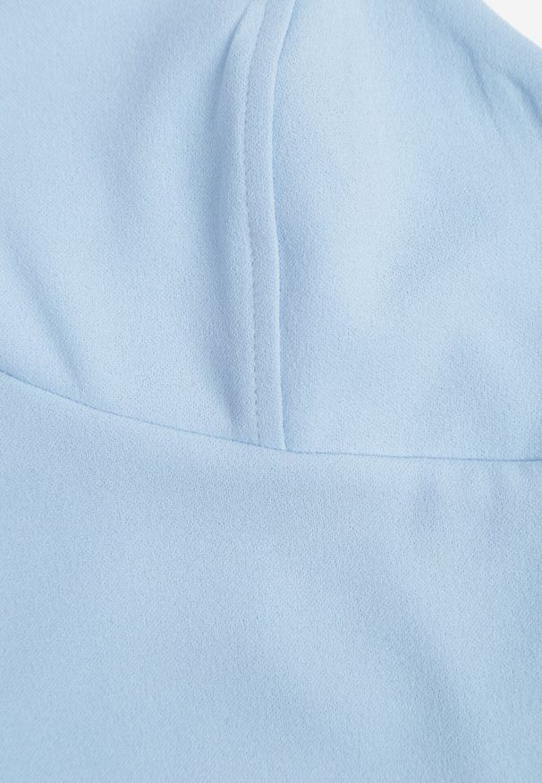 Born2be - Jasnoniebieska Sukienka na Ramiączkach z Rozcięciem Sophiya. Kolor: niebieski. Materiał: tkanina. Długość rękawa: na ramiączkach. Wzór: aplikacja, gładki. Długość: midi