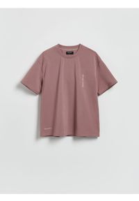 Reserved - T-shirt boxy z bawełną - jasnofioletowy. Kolor: fioletowy. Materiał: bawełna #1