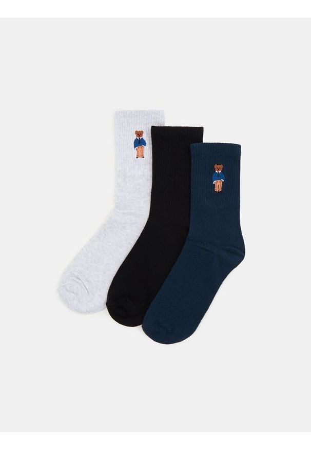 Sinsay - Prążkowane skarpetki 3 pack - wielobarwny. Materiał: prążkowany