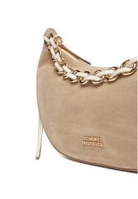 TOMMY HILFIGER - Tommy Hilfiger Torebka Moon Leather Crossover Suede AW0AW17537 Beżowy. Kolor: beżowy. Materiał: skórzane, zamszowe