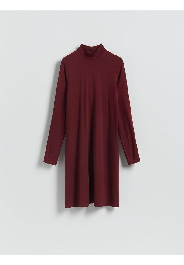 Reserved - Sukienka z modalu - bordowy. Kolor: czerwony. Typ sukienki: proste