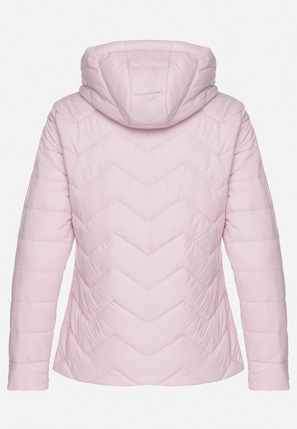 Born2be - Jasnoróżowa Kurtka z Odpinanym Kapturem Pikowana Ariobia. Kolor: różowy