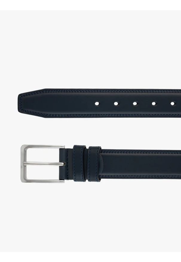 Ryłko - Granatowy pasek ze skóry licowej. Kolor: niebieski. Materiał: skóra. Styl: klasyczny, casual, street, elegancki