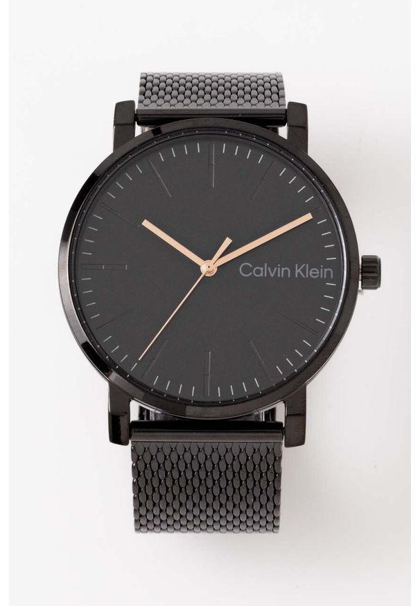 Calvin Klein zegarek męski kolor czarny. Kolor: czarny. Materiał: materiał