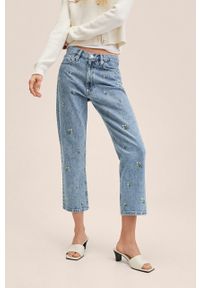 mango - Mango jeansy Daisy damskie high waist. Stan: podwyższony. Kolor: niebieski