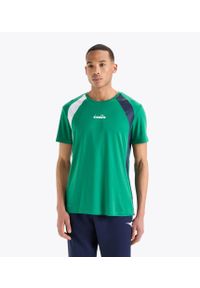 Koszulka tenisowa męska z krótkim rękawem Diadora SS T-Shirt. Kolor: zielony, niebieski, wielokolorowy, biały. Długość rękawa: krótki rękaw. Długość: krótkie. Sport: tenis