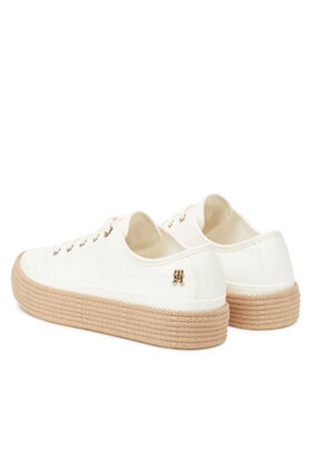 TOMMY HILFIGER - Tommy Hilfiger Espadryle Vulc Espadrille Sneaker FW0FW08404 Biały. Kolor: biały. Materiał: materiał
