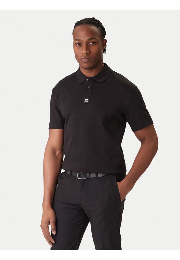 Hugo - HUGO Polo Deabono_D 50517638 Czarny Regular Fit. Typ kołnierza: polo. Kolor: czarny. Materiał: bawełna