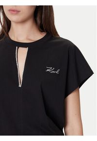 Karl Lagerfeld - KARL LAGERFELD Bluzka A4W17046 Czarny Relaxed Fit. Typ kołnierza: dekolt w karo. Kolor: czarny. Materiał: bawełna #2