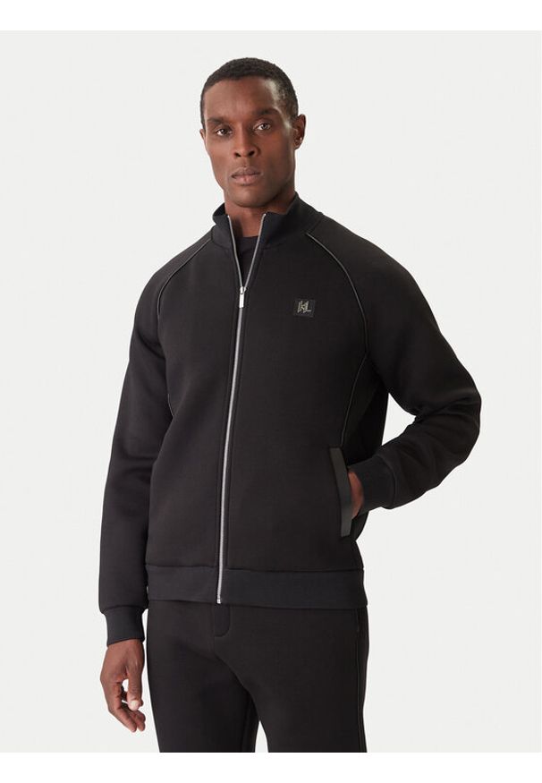 Karl Lagerfeld - KARL LAGERFELD Bluza 705041 554907 Czarny Regular Fit. Typ kołnierza: dekolt w karo. Kolor: czarny. Materiał: syntetyk, bawełna