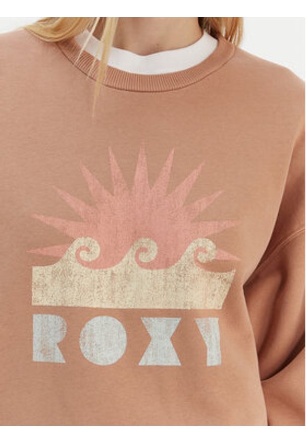 Roxy Bluza ERJFT04874 Brązowy Relaxed Fit. Kolor: brązowy. Materiał: bawełna
