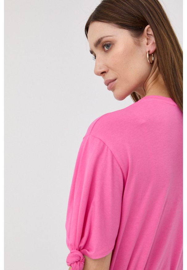 Silvian Heach t-shirt bawełniany damska kolor różowy. Kolor: różowy. Materiał: bawełna. Wzór: gładki