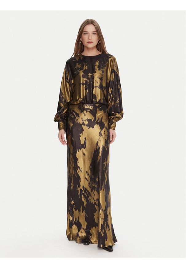 Lola Casademunt by Maite Sukienka koktajlowa MF2516002 Złoty Regular Fit. Kolor: złoty. Materiał: syntetyk. Styl: wizytowy