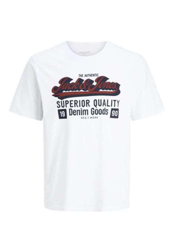 Jack & Jones T-Shirt Logo 12279535 Biały Standard Fit. Kolor: biały. Materiał: bawełna