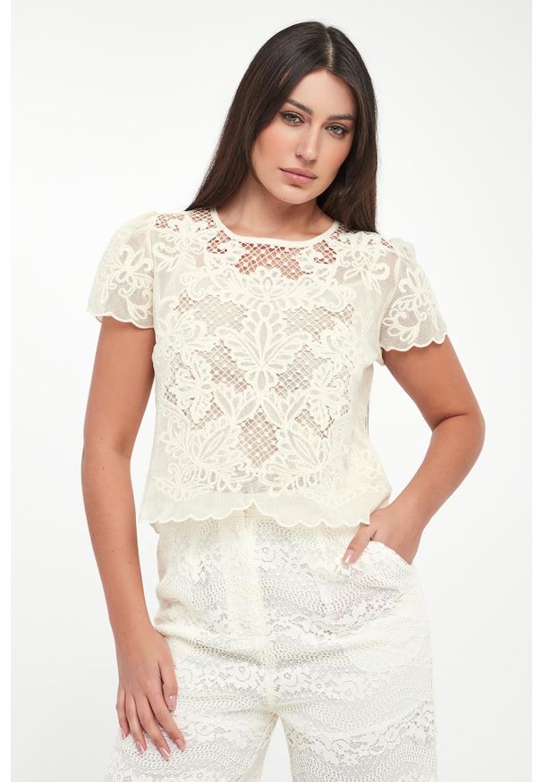Twinset Milano - Bluzka damska koronkowa TWINSET. Materiał: koronka