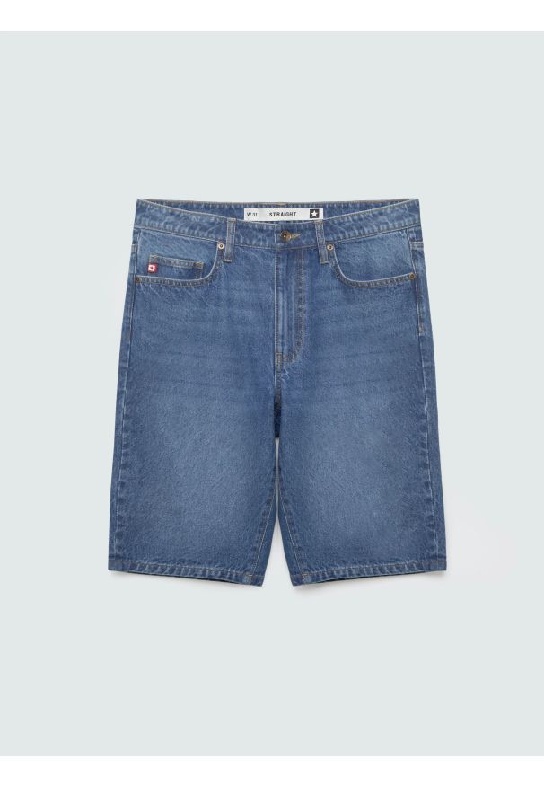 Big-Star - Szorty męskie jeansowe niebieskie Colter 410. Stan: podwyższony. Kolor: niebieski. Materiał: jeans. Długość: krótkie. Sezon: lato. Styl: vintage, klasyczny